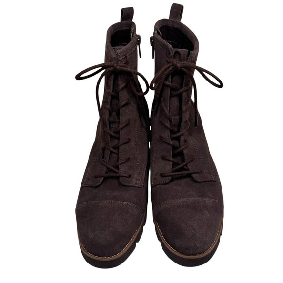 Vionic Lani II Combat Boots Sz 9 Chocolate Brown Suede Arch Support NEW - Picture 4 of 6
